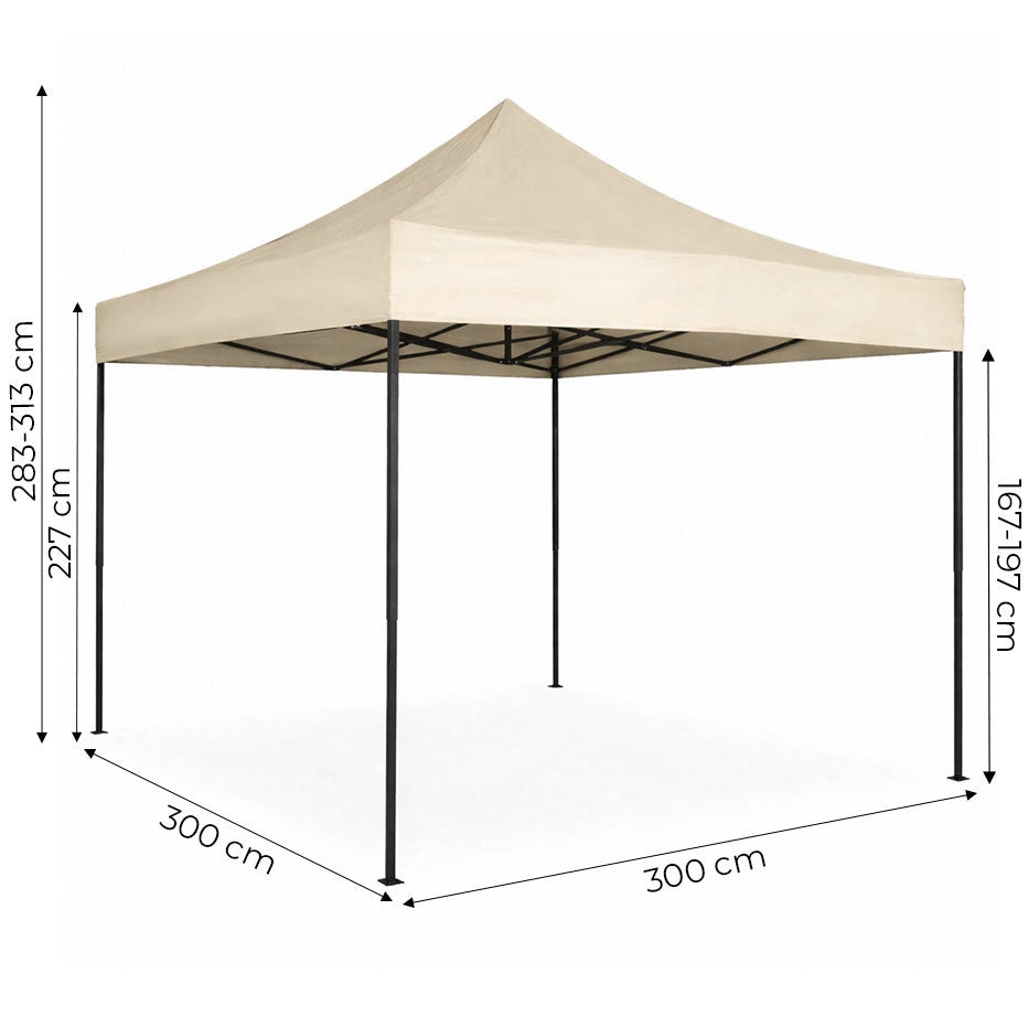 Automatic 3x3m Garden Event Tent, Beige, Height Adjustable