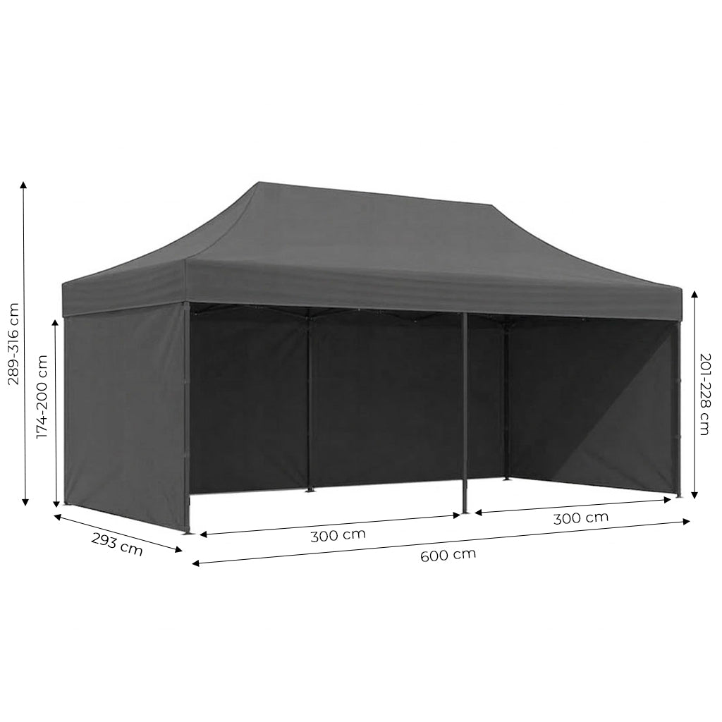 Automatic Garden Gazebo Tent 3x6m, Grey, Adjustable