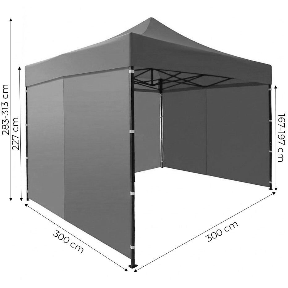 Automatic Pop-Up Garden Tent, 3x3m, Grey, Adjustable