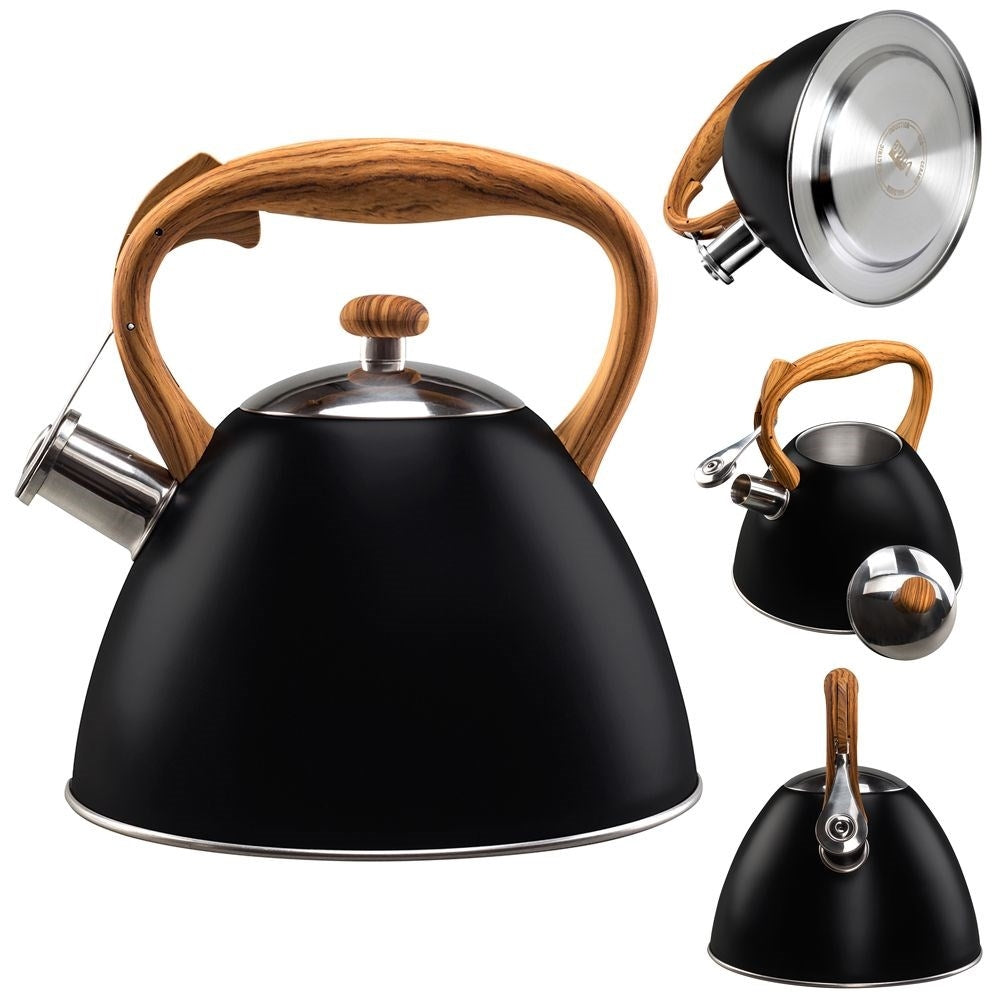 Automatic Whistle Iron in Black Stainless Steel for All Stoves