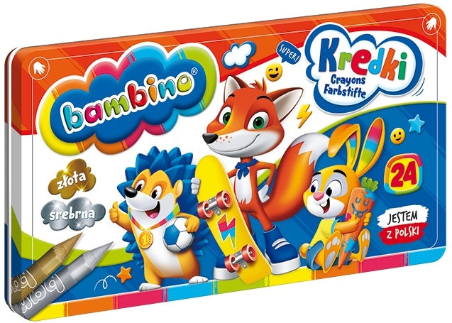 BAMBINO Crayons in metal box 24 colors tempera.