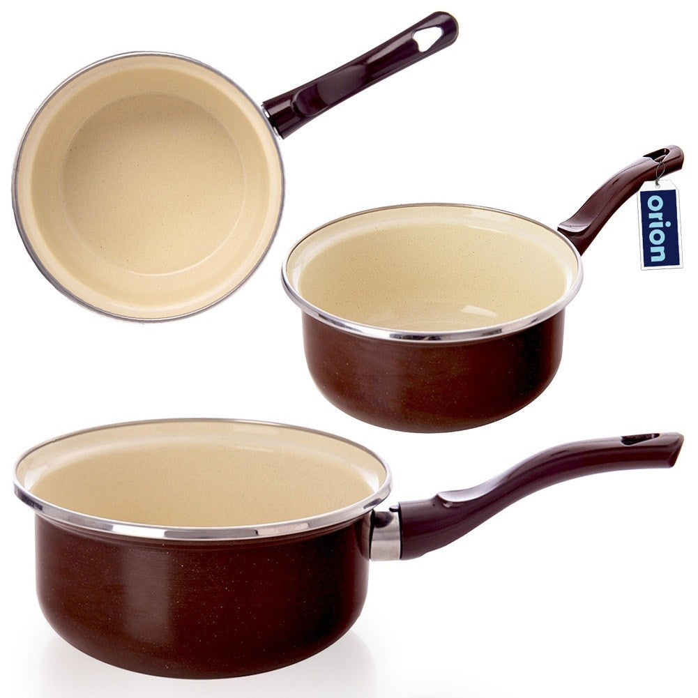 BROWN enameled saucepan 16 cm, 1 l