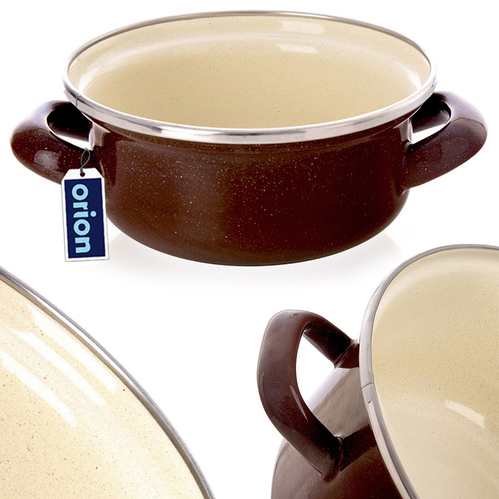 BROWN enamel pot 14 cm, 600 ml