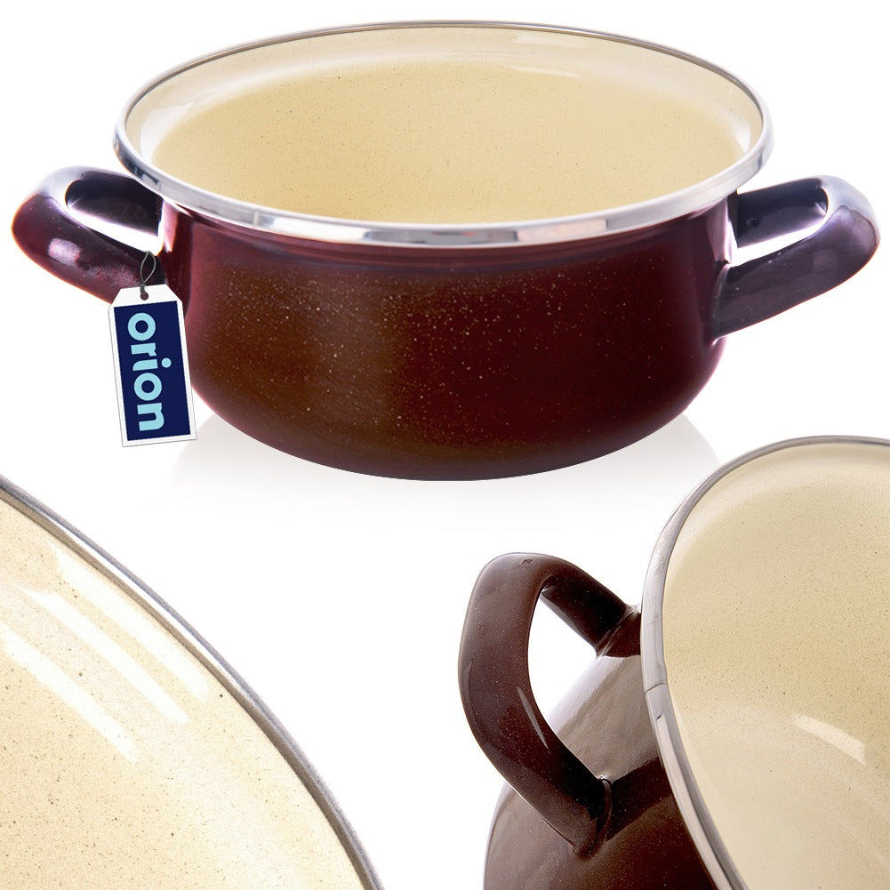 BROWN enamel pot 16 cm, 1 l