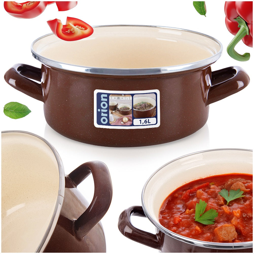 BROWN enamel pot 18.5 cm, 1.6 l