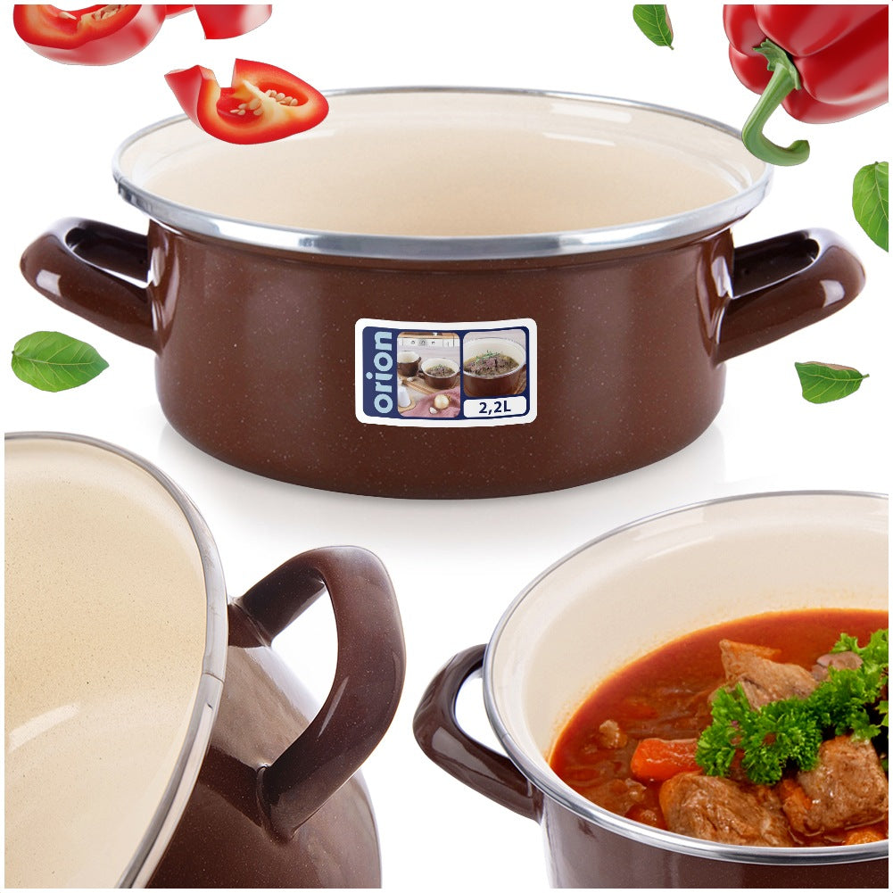 BROWN enamel pot 20.5 cm, 2.2 l