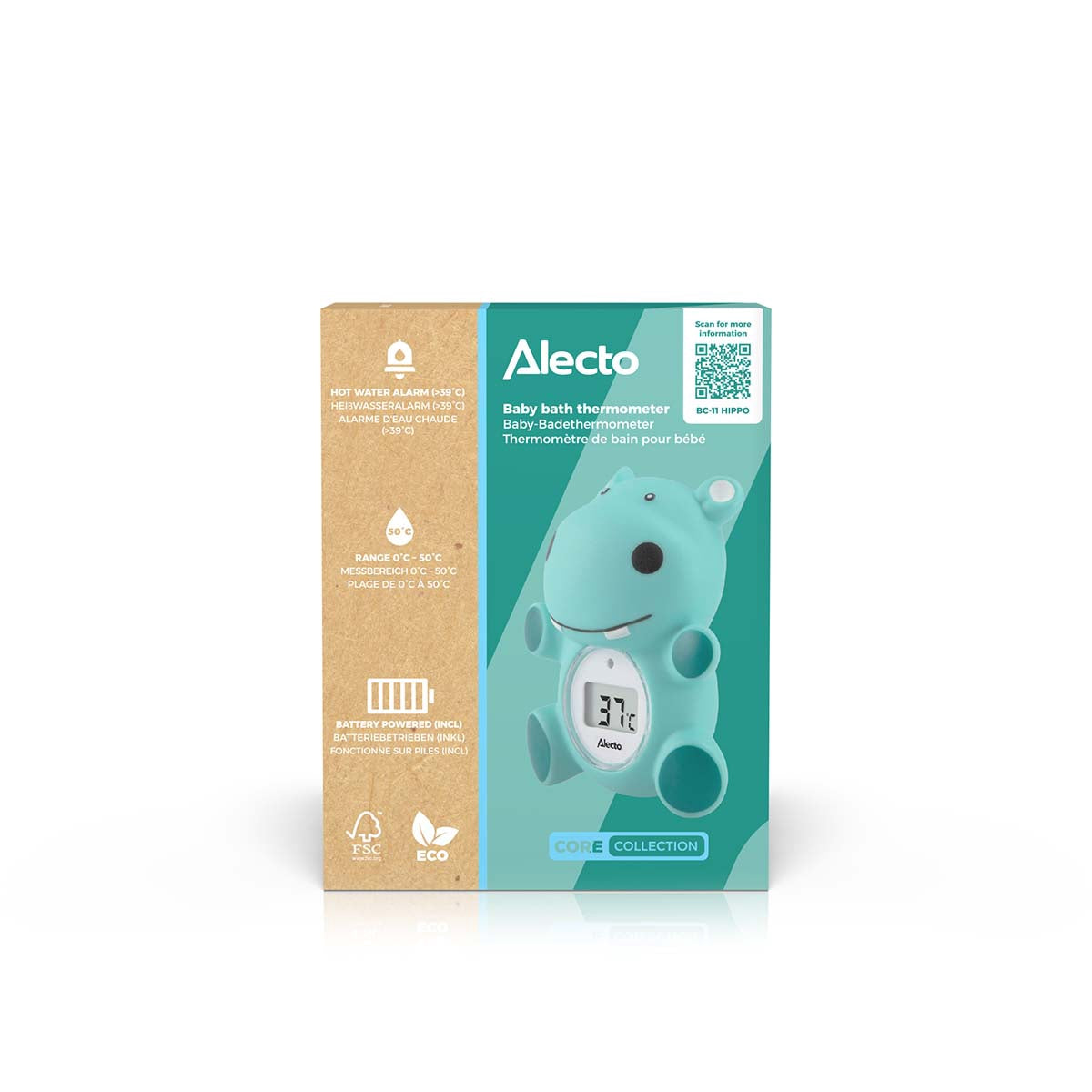 Baby Bath & Room Thermometer, Floating Hippo Design