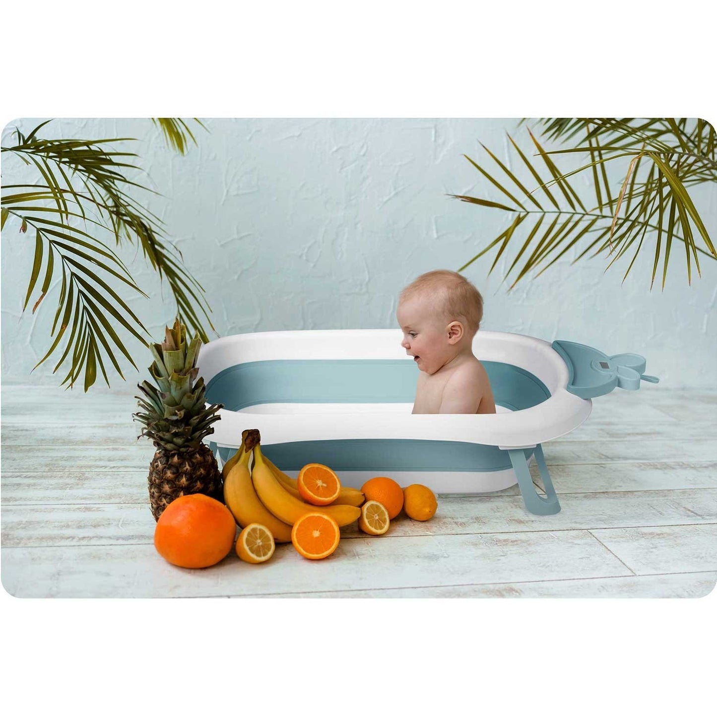 Baby bath tub with thermometer RK-282 White/Blue