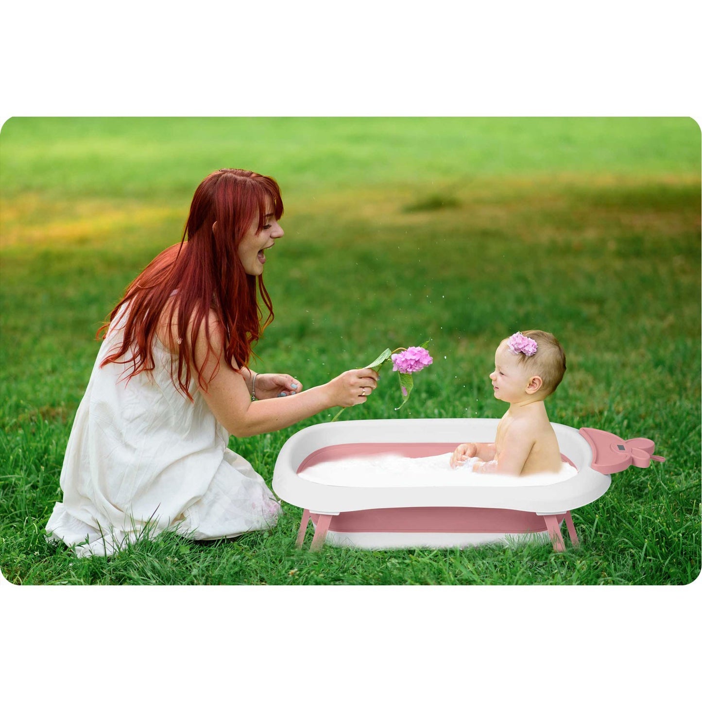 Baby bath with thermometer and insert RK-282 white/pink