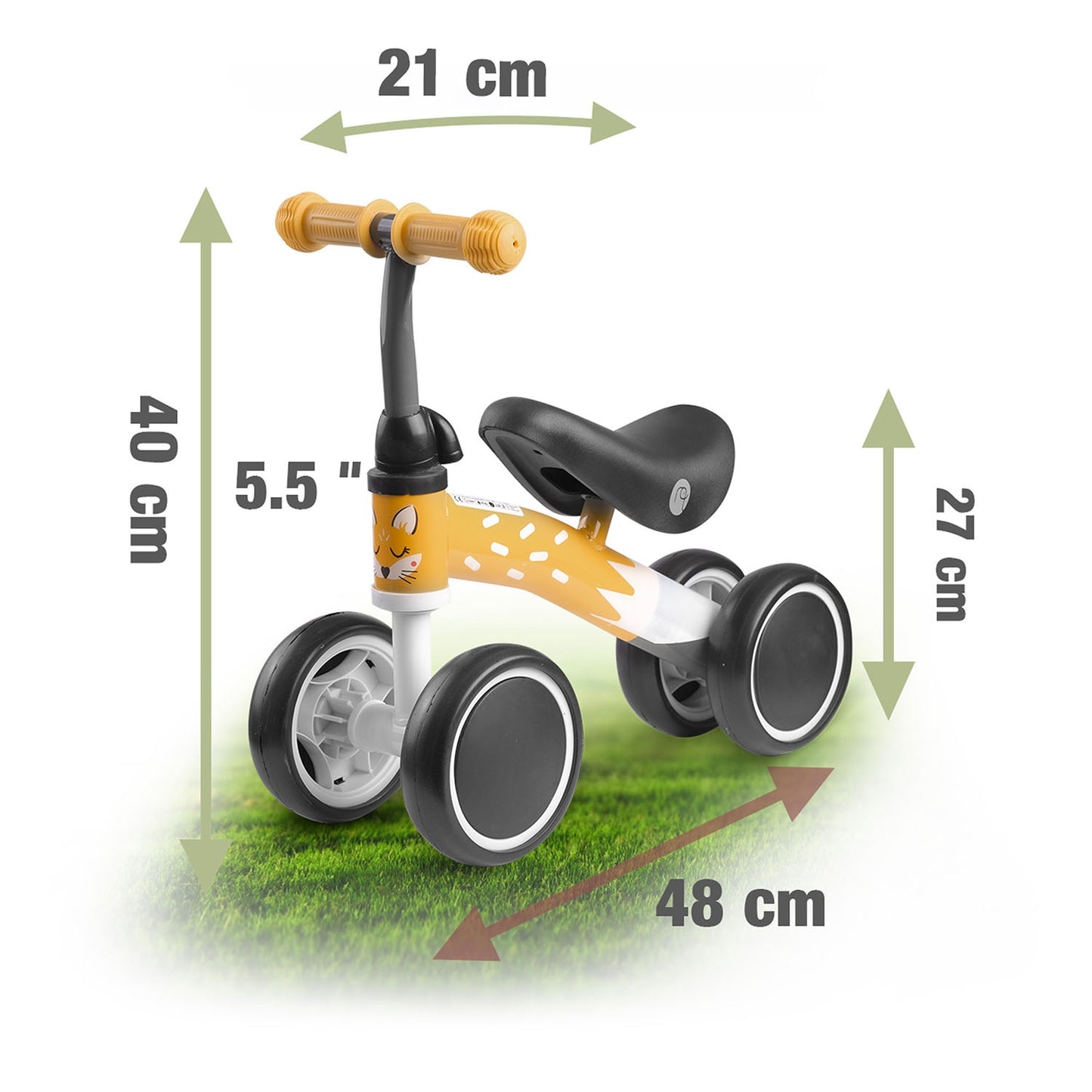 Balance Bike, 4 Wheels, Metal Frame, Foam Seat
