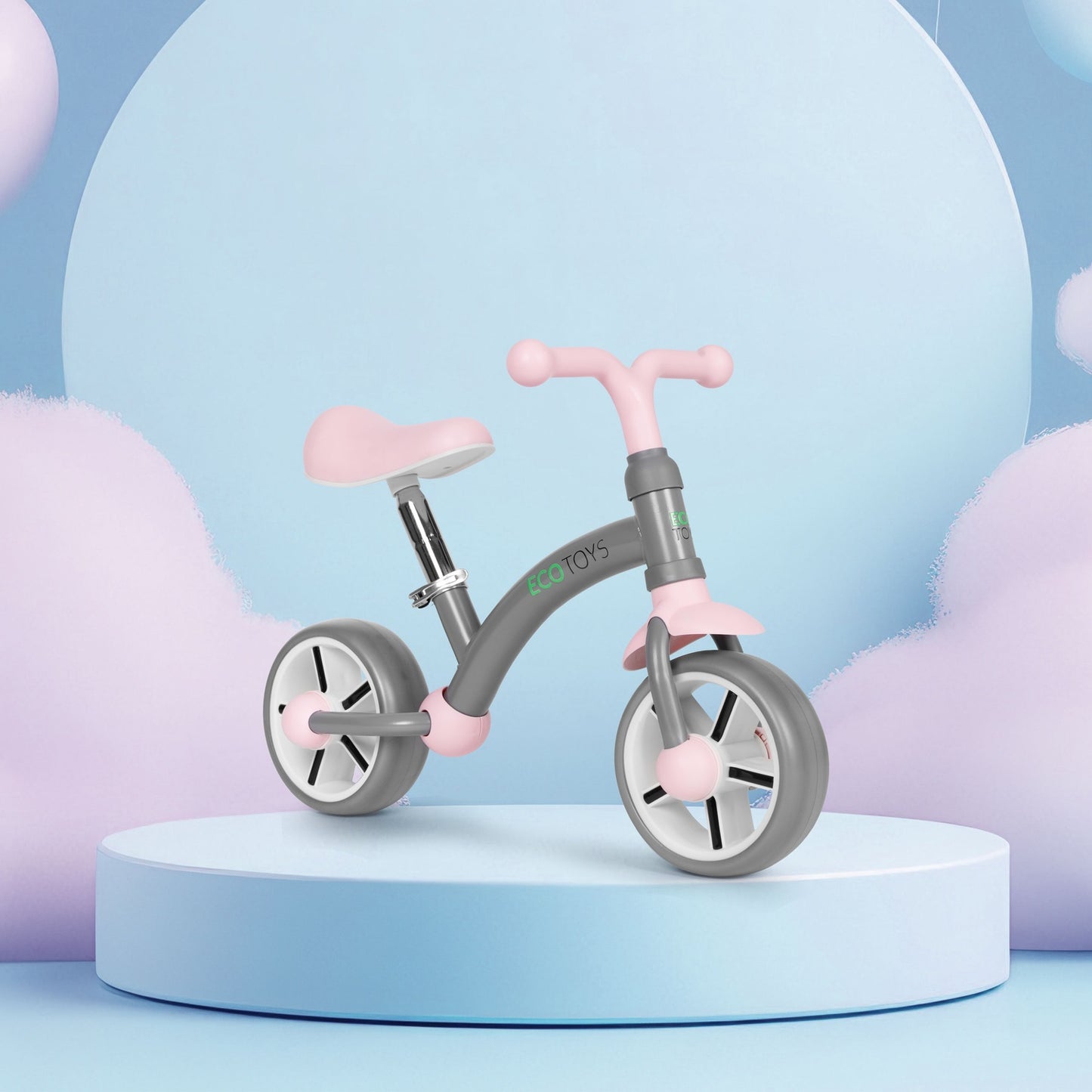 Balance bike for children, EVA wheels, adjustable seat, gray, ECOTOYS
