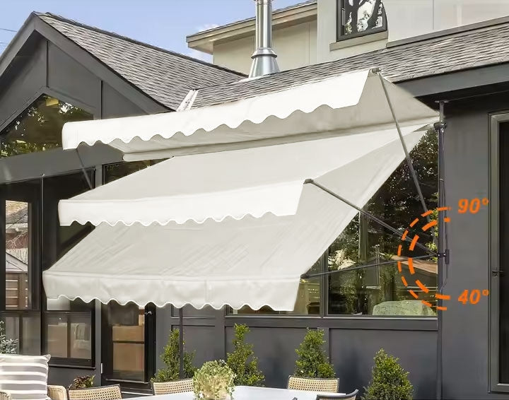 Balcony Sunshade Awning 300x120 cm, Height Adjustable, Waterproof with Hand Crank Beige MultiGarden