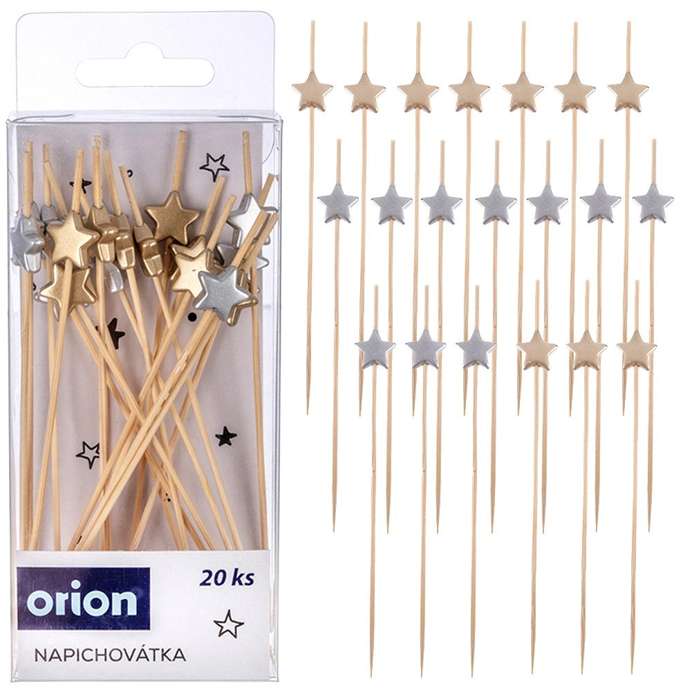 Bamboo Cocktail Sticks, Star-Shaped, 12 cm, 20 Pack