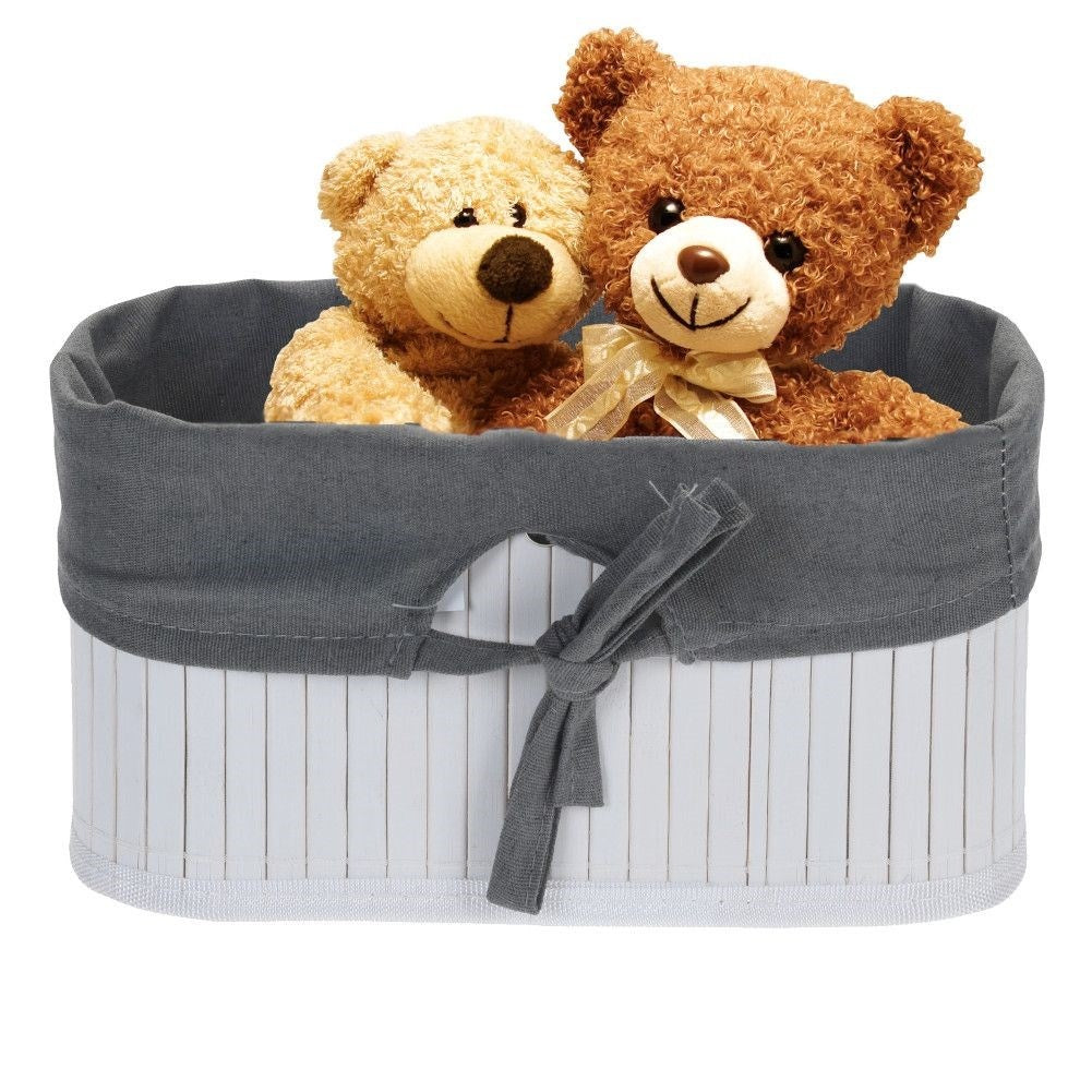 Bamboo basket with cotton lining for small items and cosmetics