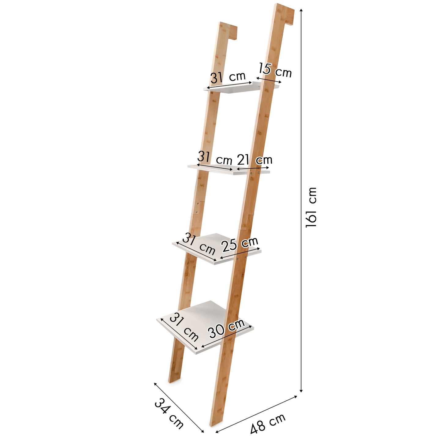 Bamboo ladder bookcase