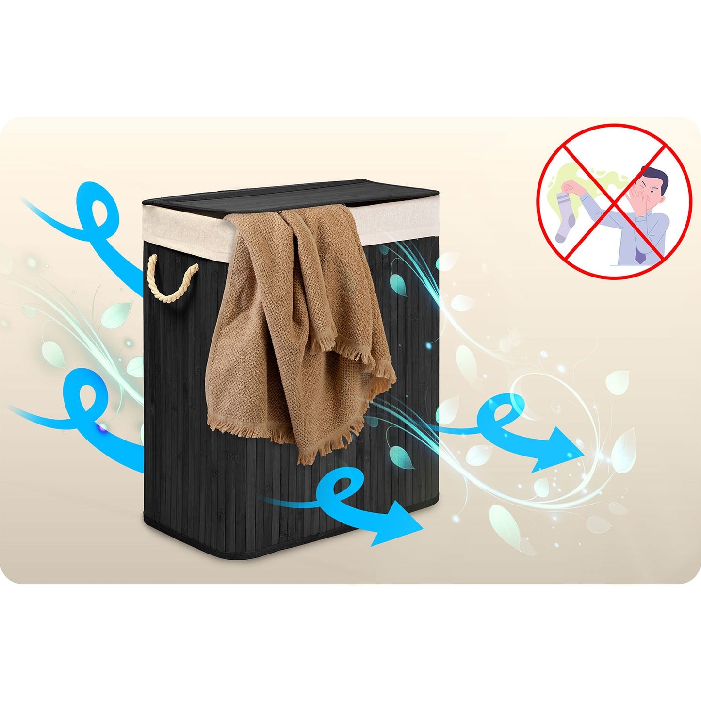 Bamboo laundry basket with lid 100 l Massido