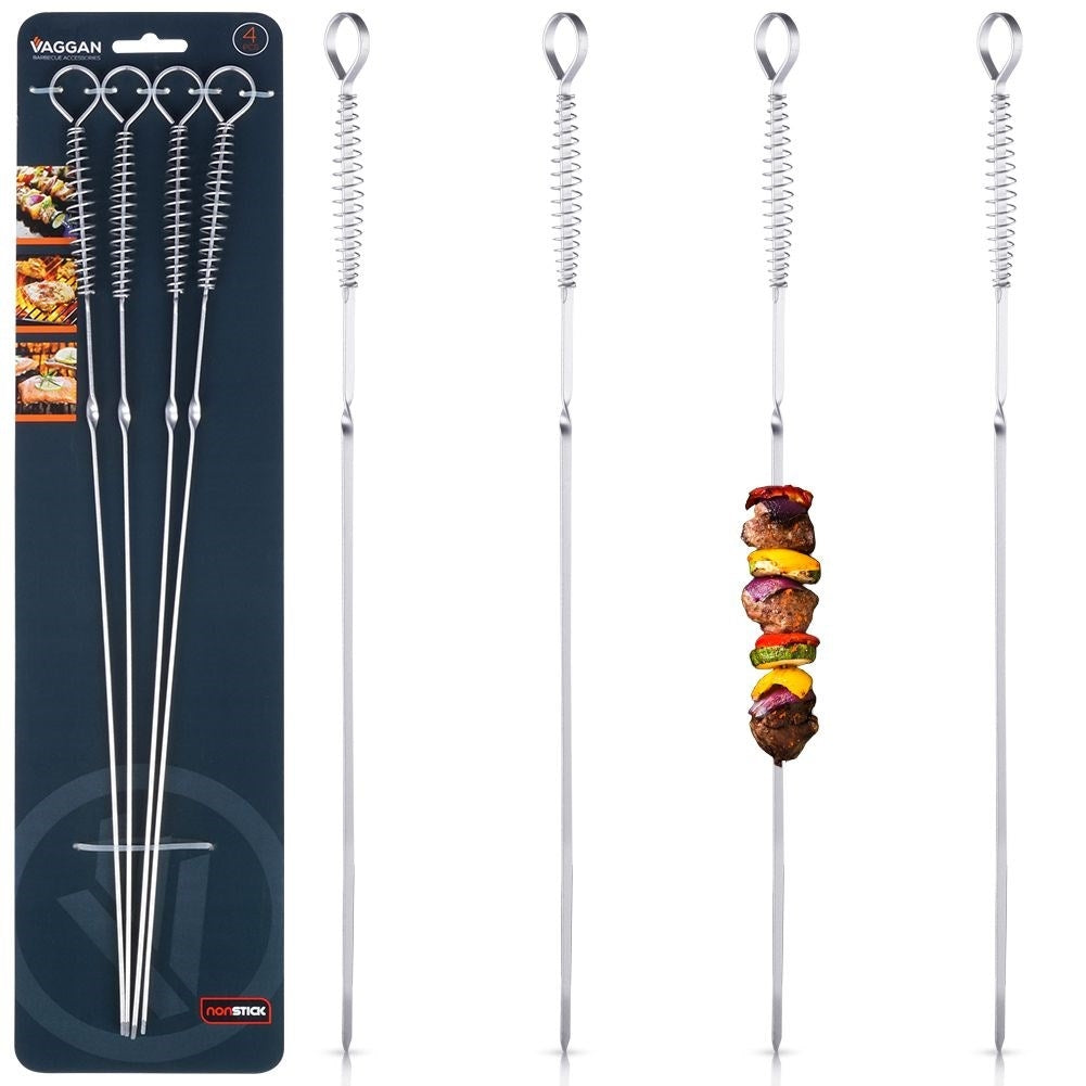 Barbecue skewer set: Four steel skewers for vegetables and meat