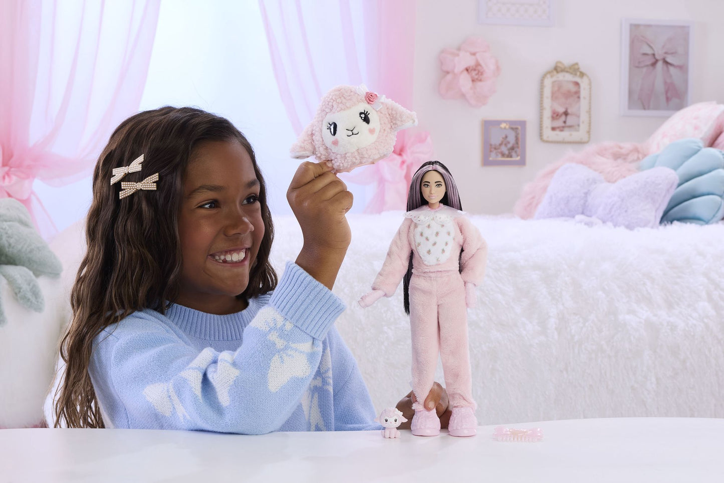 Barbie Doll with Pink Lamb Costume & 10 Surprises