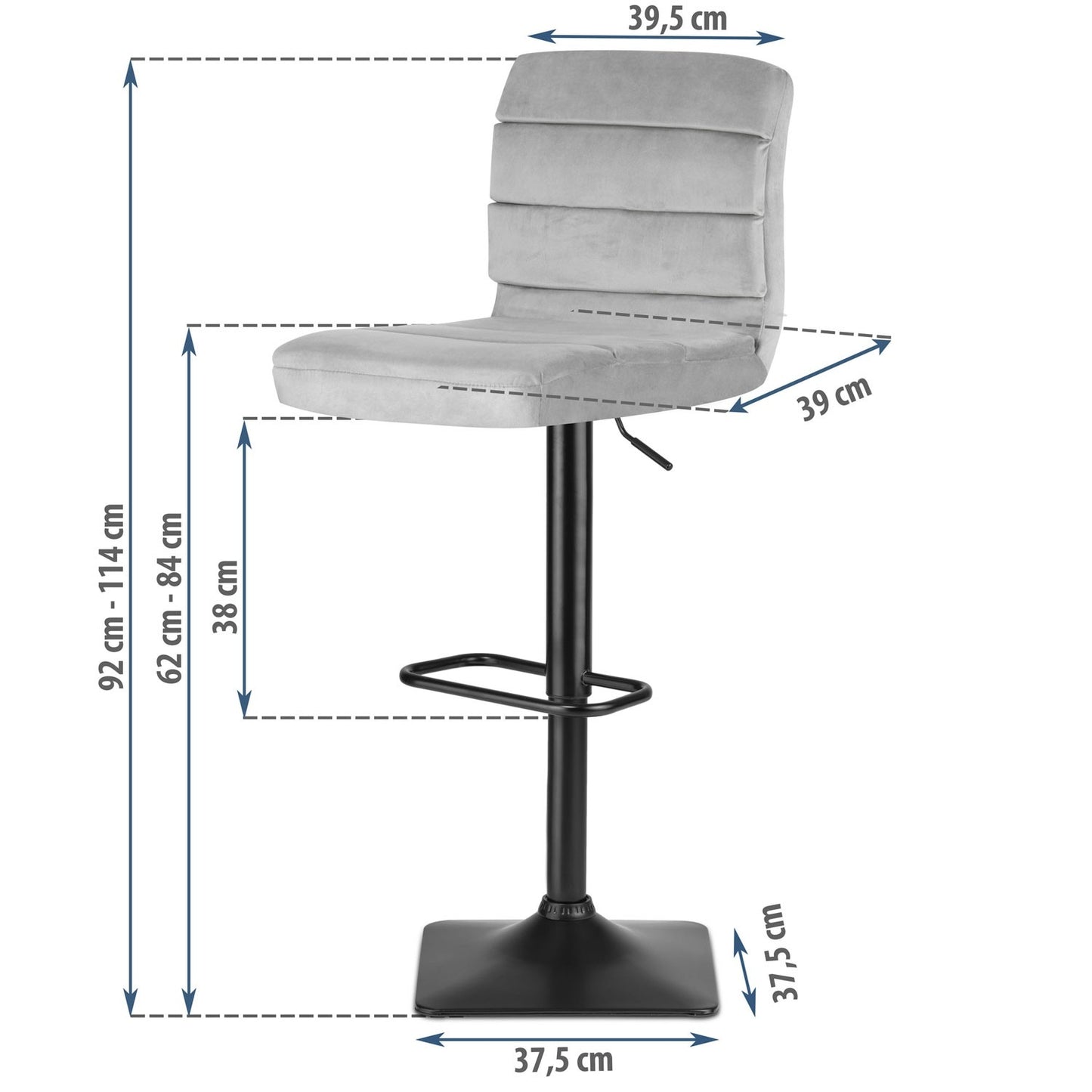 Bar stool with backrest Drava gray