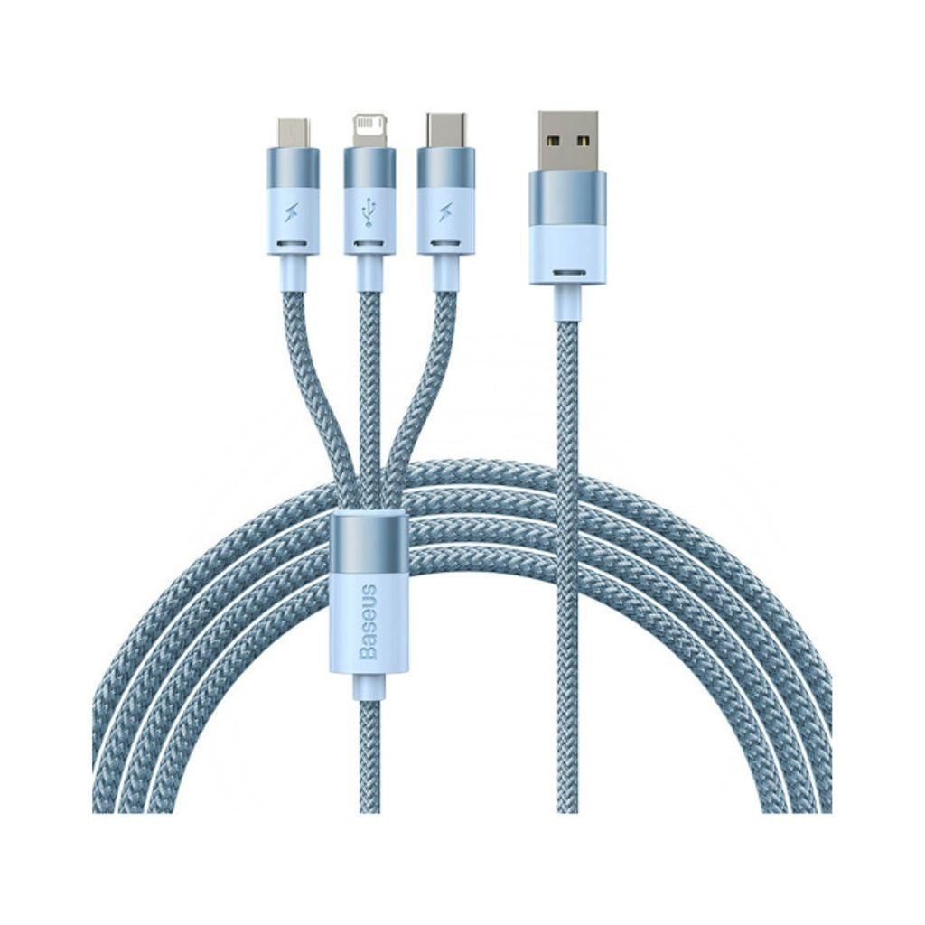 Baseus ​​3-in-1 USB-A to USB-C / Micro / Lightning Cable, 1.2m - Blue