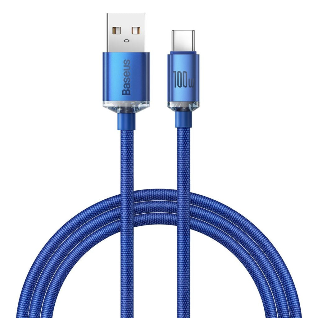 Baseus Crystal Shine Series USB - USB-C Cable 100W, 1.2m - Blue