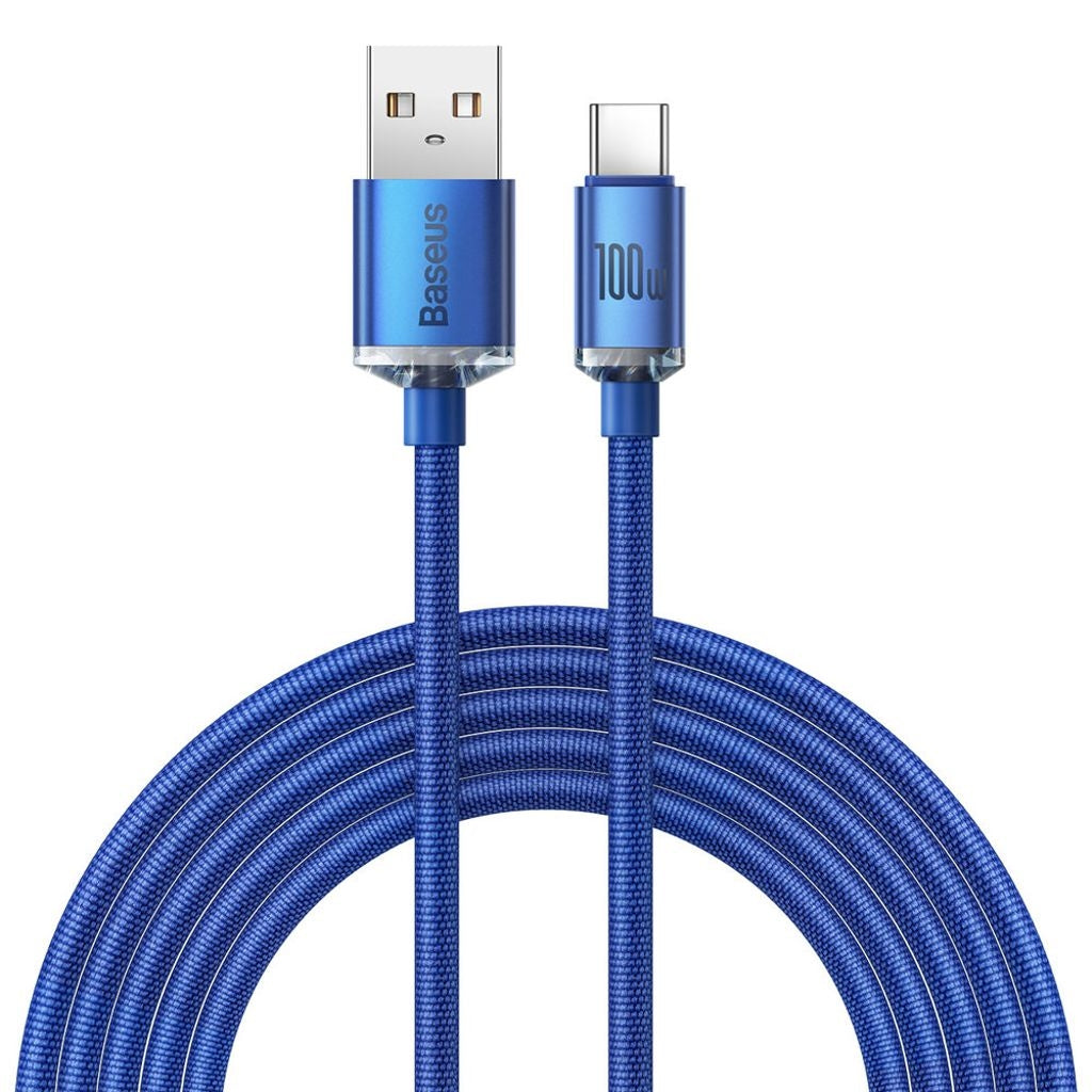 Baseus Crystal Shine USB-A - USB-C Cable, 100W, 2m - Blue