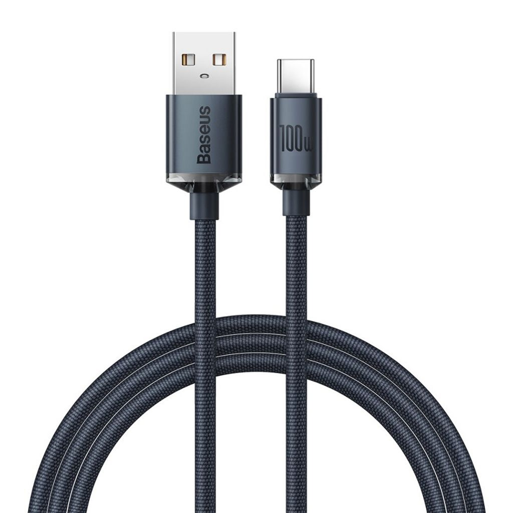 Baseus Crystal Shine USB-A to USB-C Charging cable 100W, 2m - Black