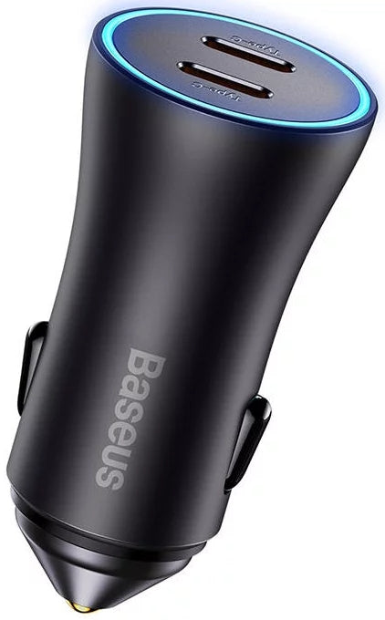 Baseus Golden Contactor Pro Dual USB-C 40W 12/24V Car Charger - Dark Gray
