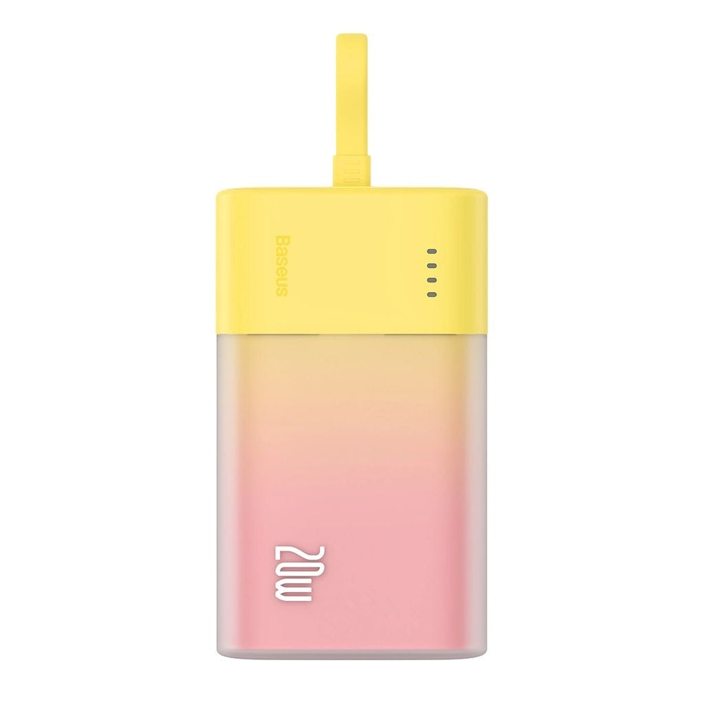 Baseus Powerbank 5200mAh 20W with built-in Lightning Cable - Yellow/Pink