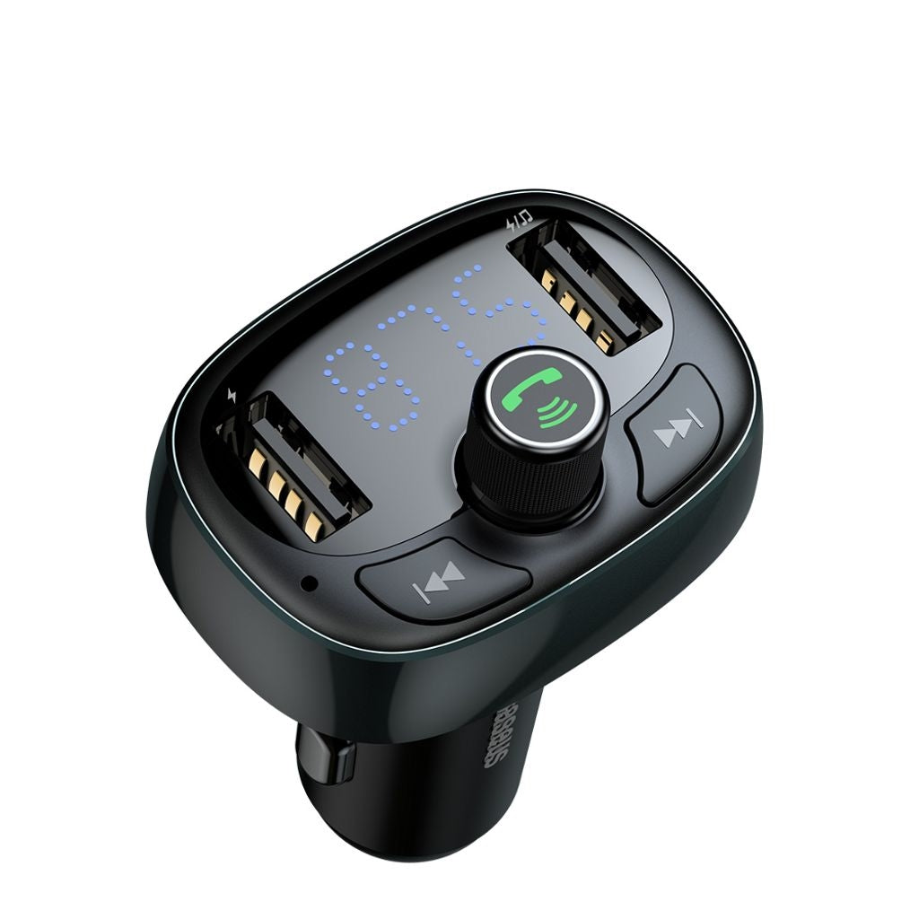 Baseus S-09 T-shaped Bluetooth FM Transmitter/Car Charger - Black
