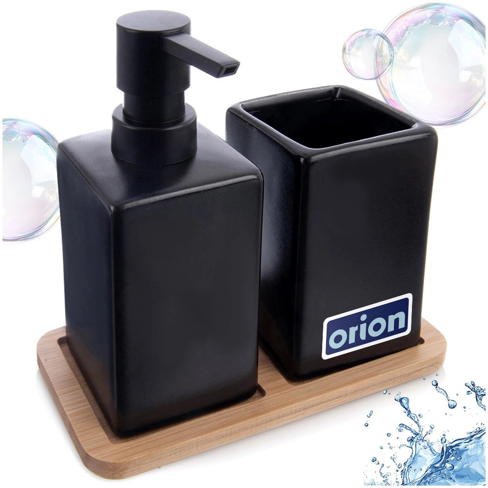 Bathroom Accessory Set, Black Dolomite, 3-Piece