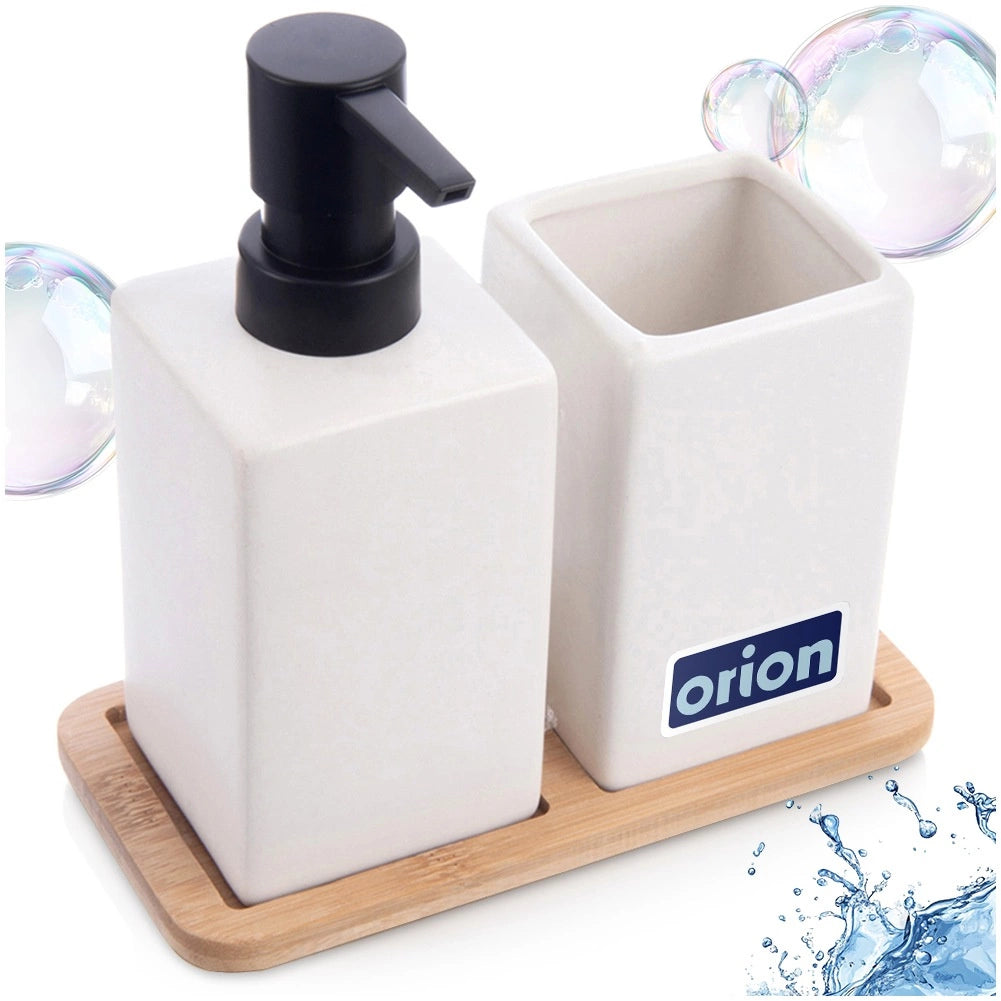 Bathroom Accessory Set, White Dolomite, 3-Piece