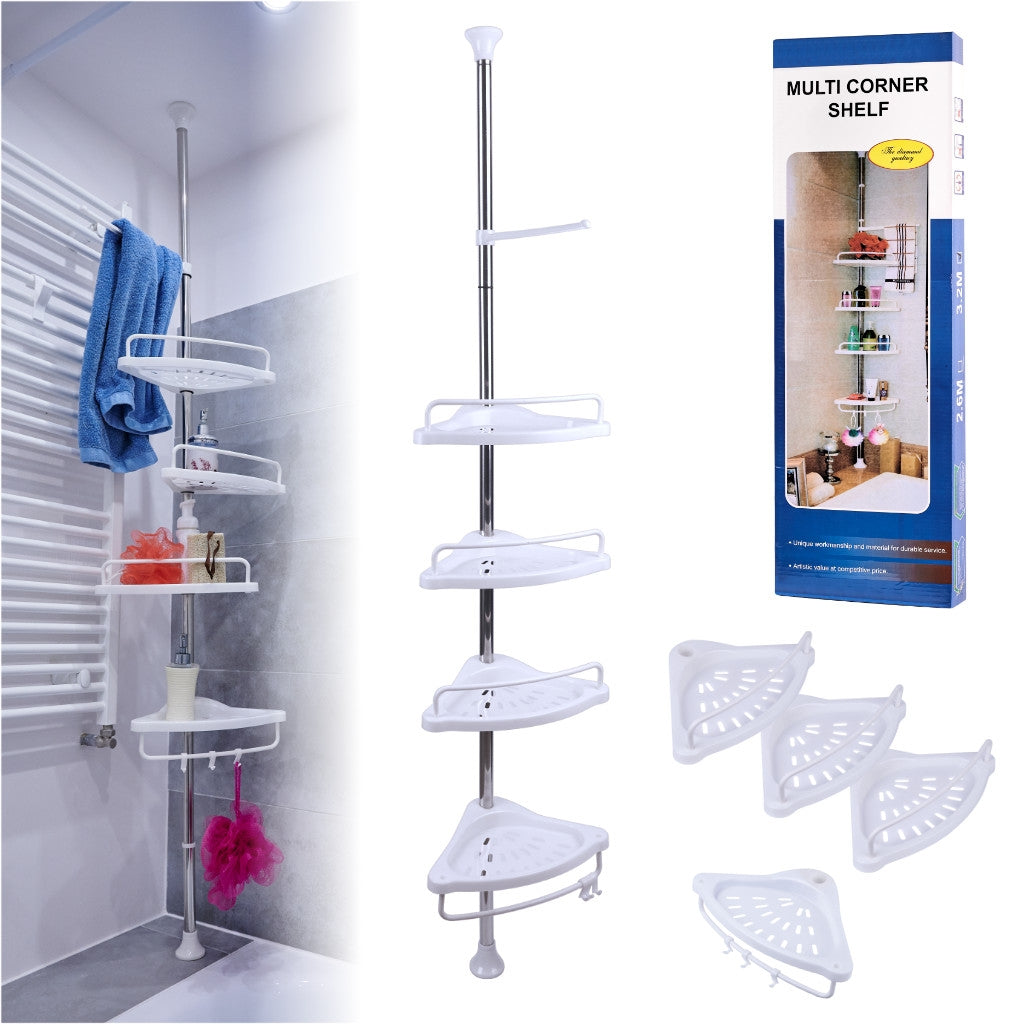 Bathroom corner shelf in the shower telescopic 4 shelves hangers