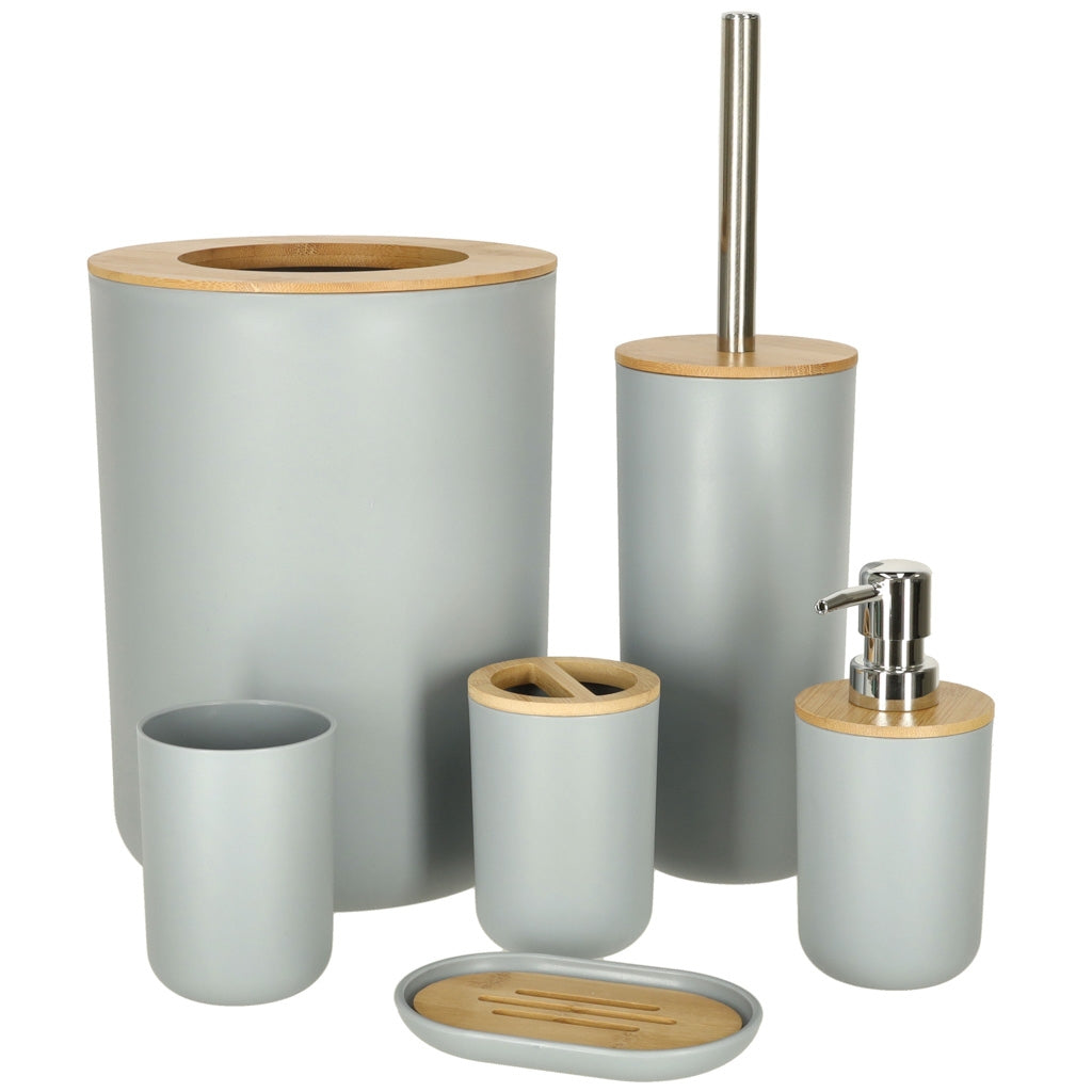 Bathroom set 6 pcs brush dispenser grey