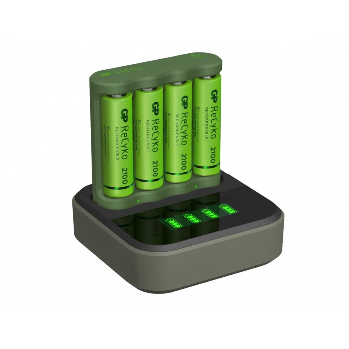 Battery charger (6h) incl. 4 GP AA 2100mAh with charging station
