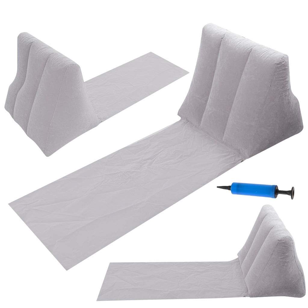 Beach mat lounger with backrest inflatable grey