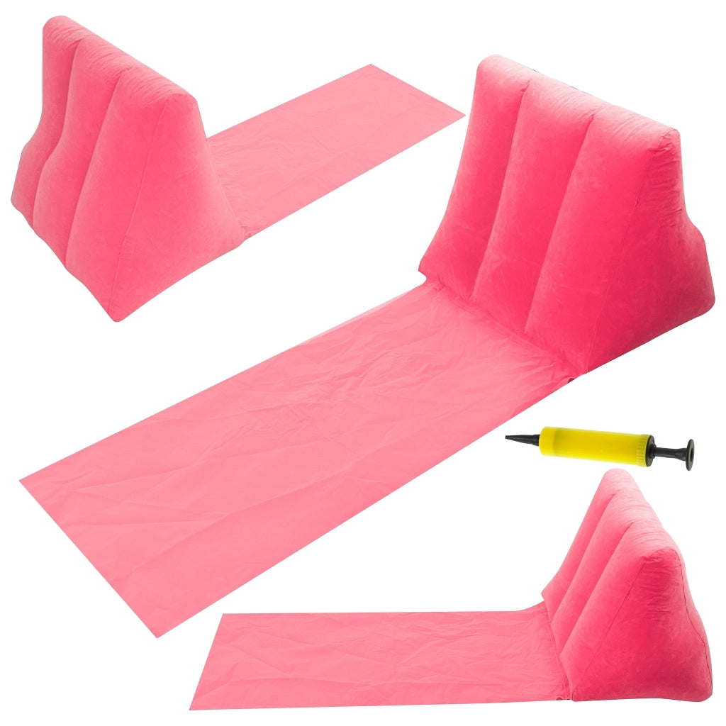 Beach mat lounger with backrest inflatable pink