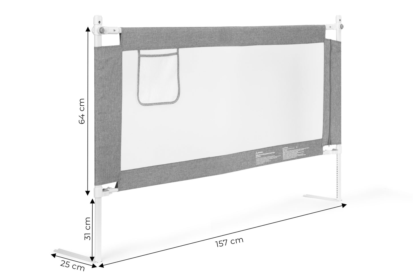 Bed Safety Rail 160 cm with Adjustable Height and Pocket