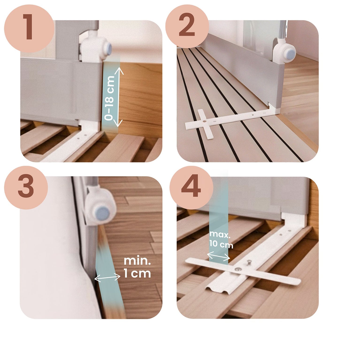 Bed Safety Rail Guard, 180 cm, Gray, Easy Install