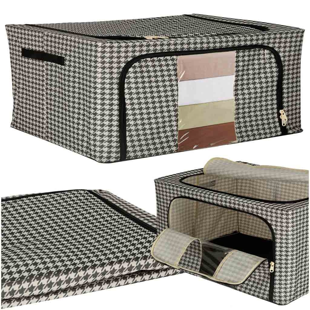 Bedding organizer for closet with rack white black 22L