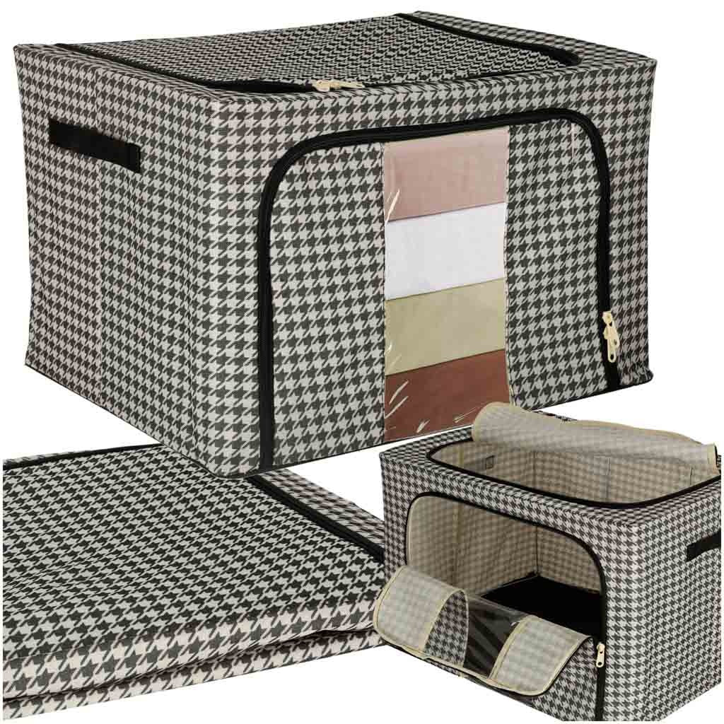Bedding organizer for closet with rack white black 66L