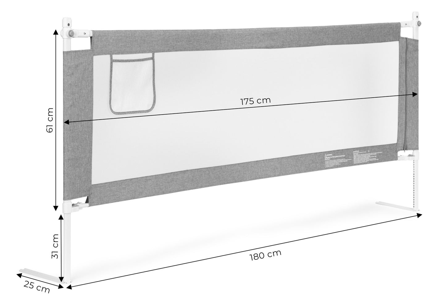 Bed safety rail, 180 cm, protective barrier for children, ECOTOYS