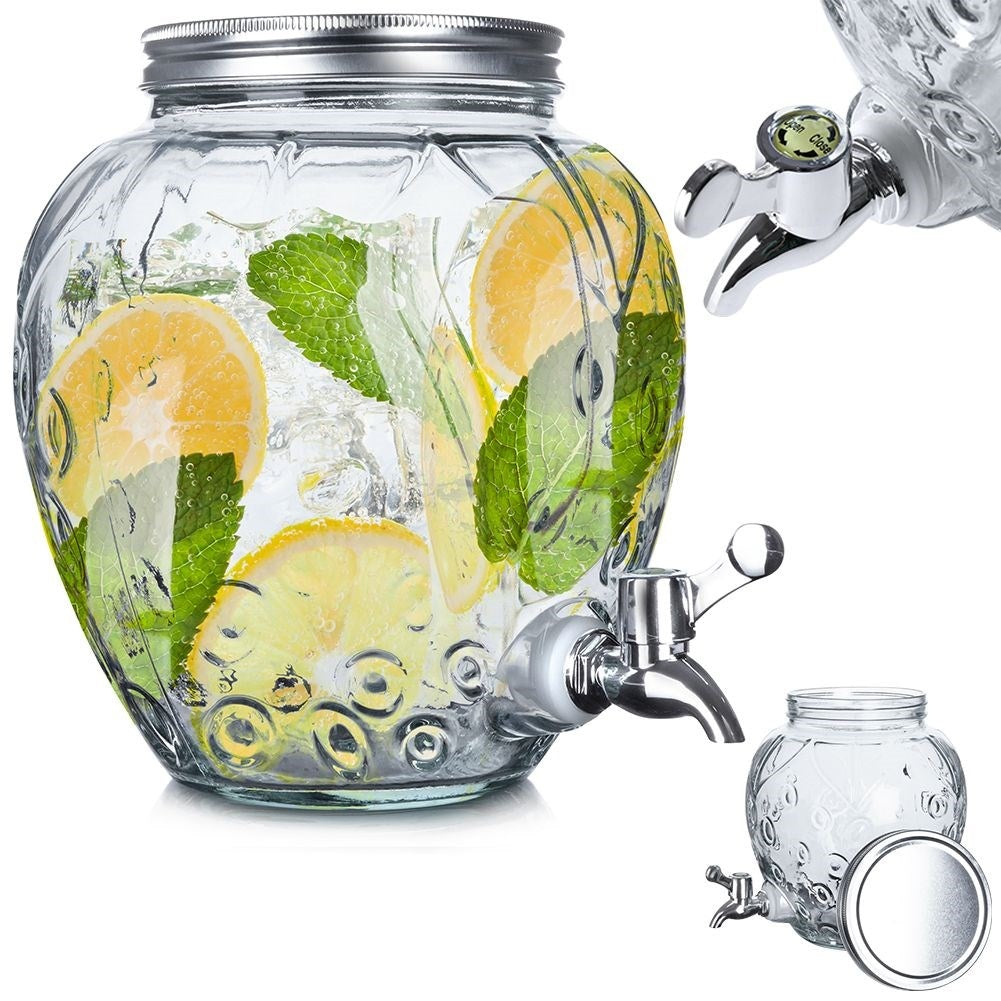 Beverage can strawberry with spigot for lemonade and bonfire
