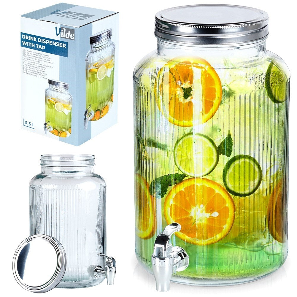 Beverage container with tap for lemonade and bonfire