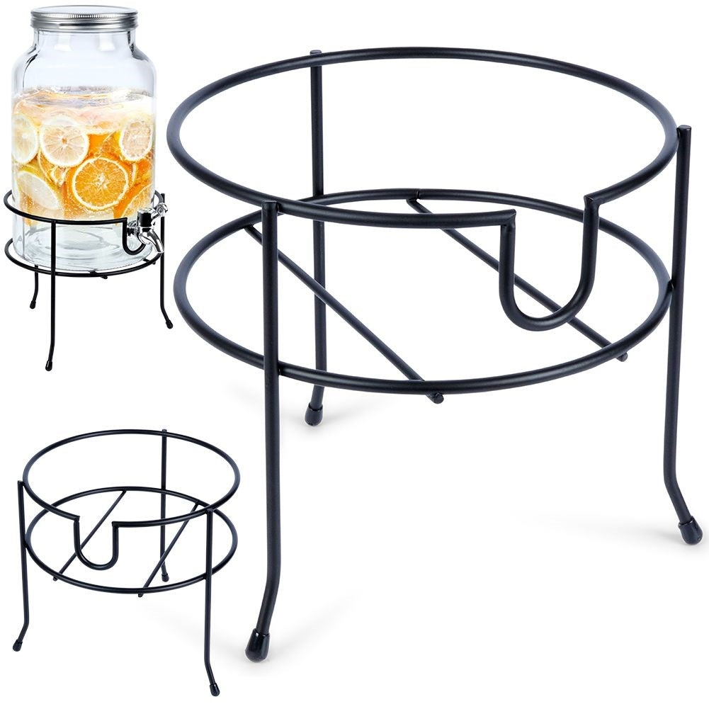 Beverage stand in black metal for easy pouring