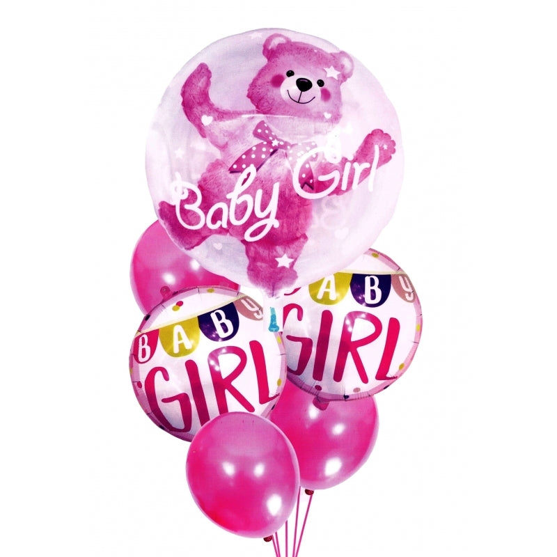 Birthday girl's babyshower balloons 6pcs pink