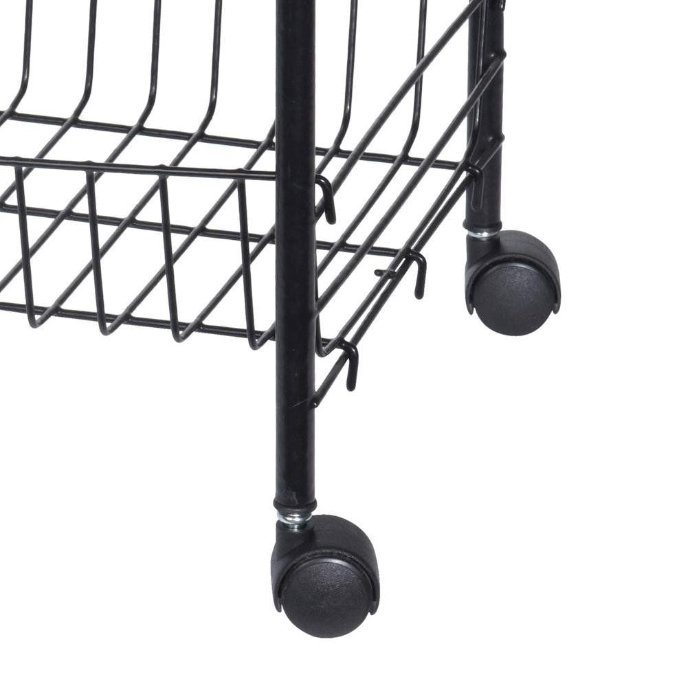 Black 3-level shelf on wheels for the home or workshop