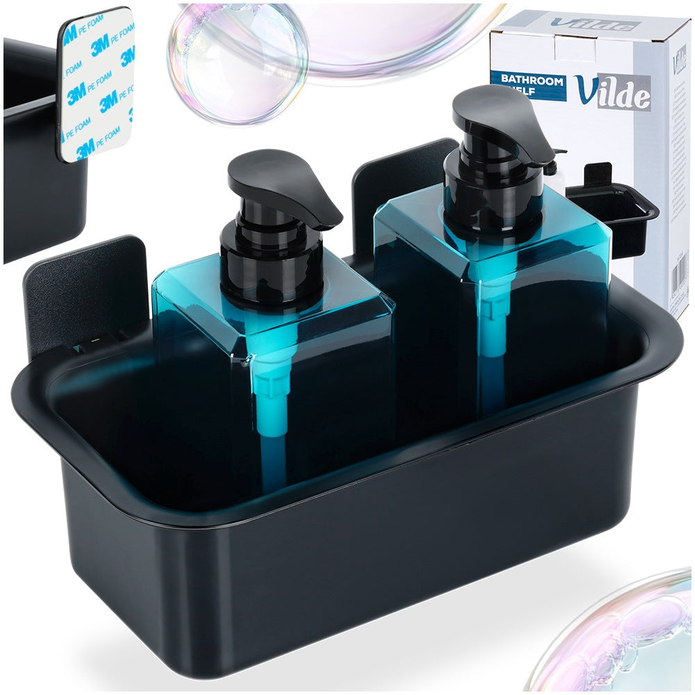 Black Adhesive Shower Shelf, 23.5x13.5x11.5 cm