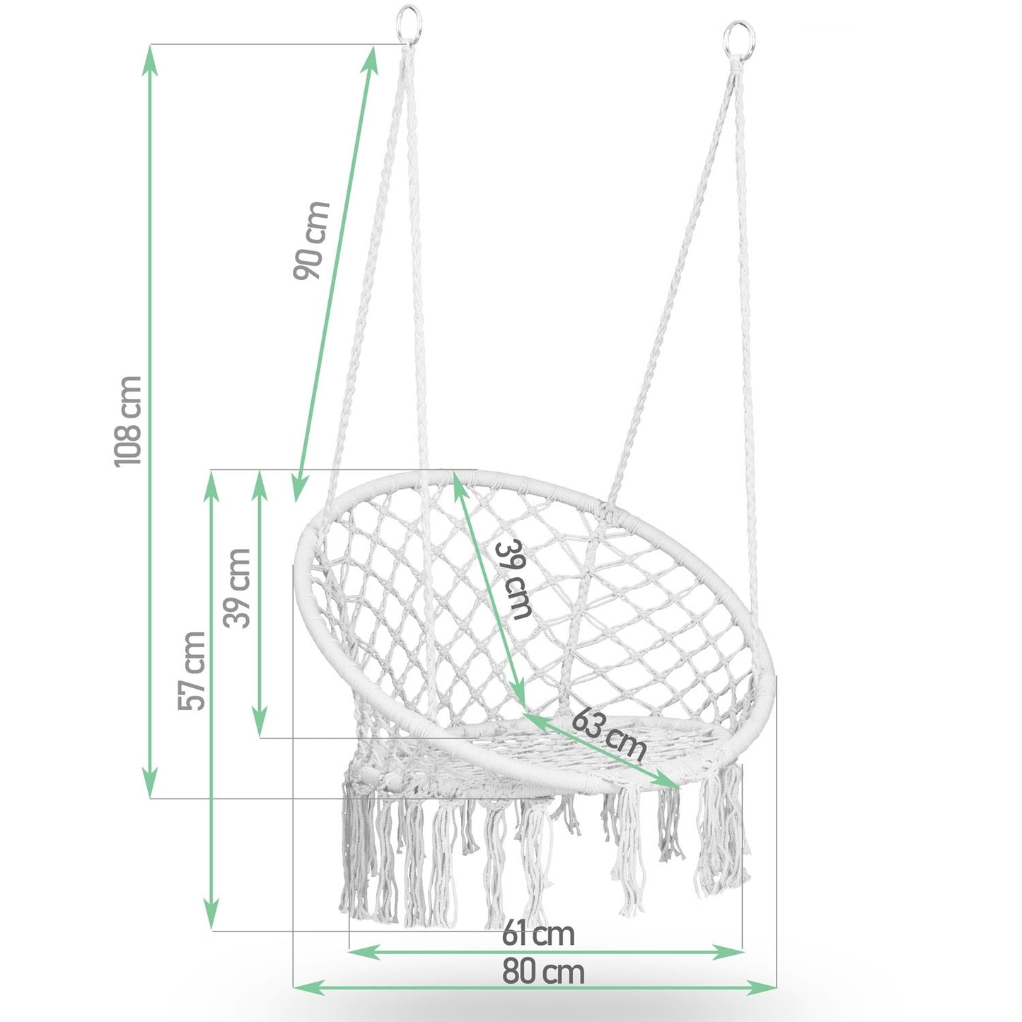 Black Boho Hanging Garden Armchair