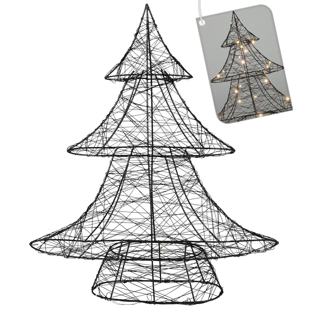 Black Christmas tree 40 cm with 30 LED lights for the Christmas celebration